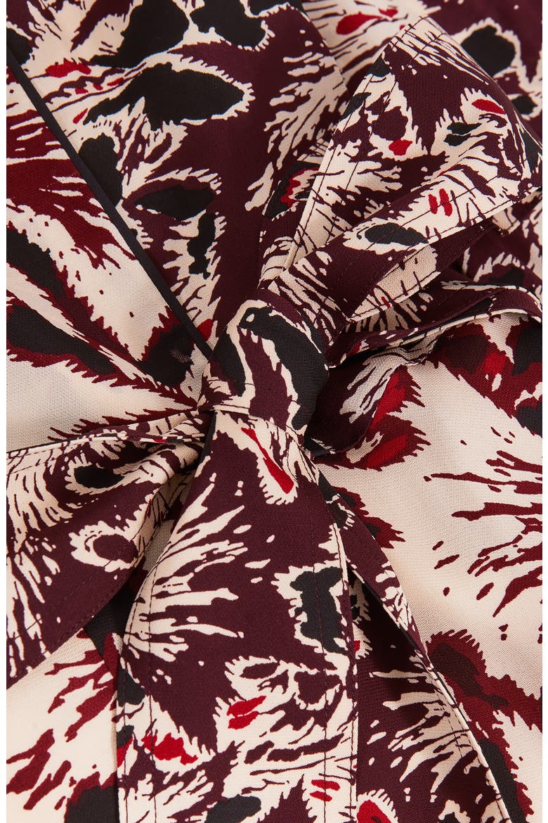 Lora Floral Print Tie Waist Dress, Alternate, color, BURGUNDY/CREAM