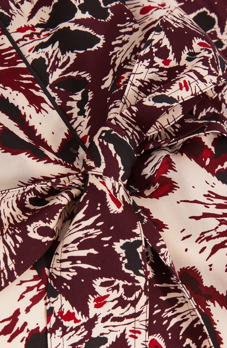 Reiss Lora Floral Print Tie Waist Dress, Alternate, color, Burgundy/ Cream