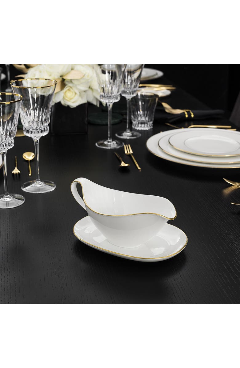 Villeroy & Boch Anmut Gold Gravy Boat, Alternate, color, White