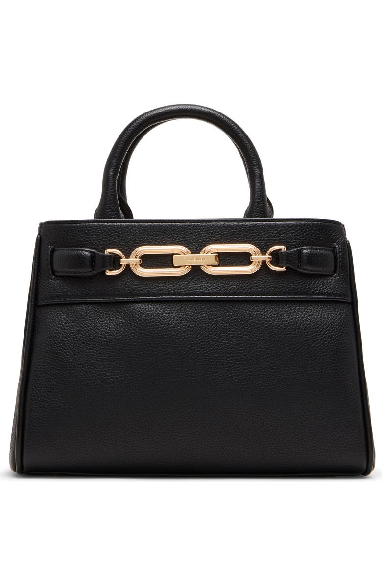 Anne Klein Chain Trim Satchel, Main, color, Black