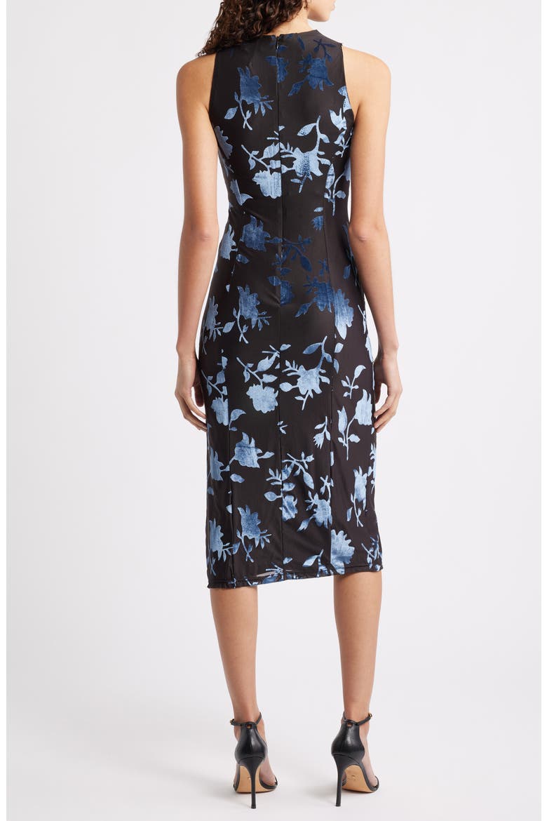 Floral Jacquard Funnel Neck Dress, Alternate, color, BLACK