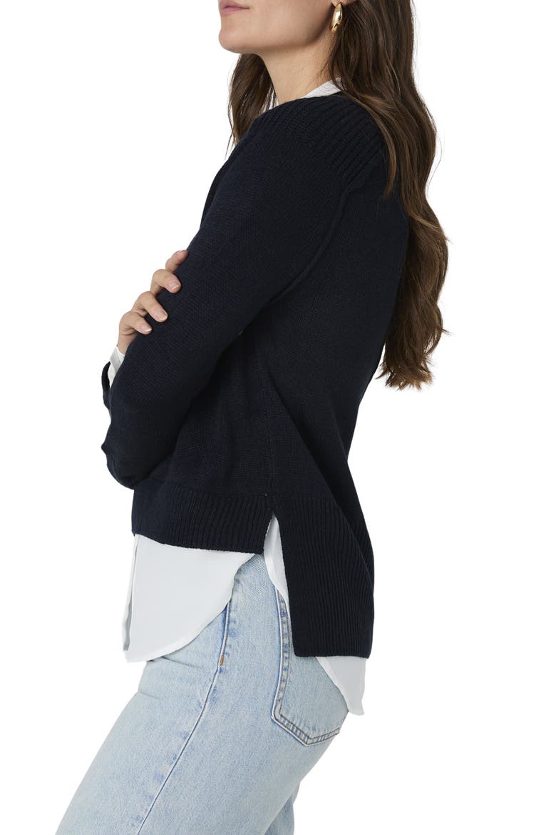 Babysoft Mixed Media Twofer Sweater, Alternate, color, MARINE/ WINTER WHITE