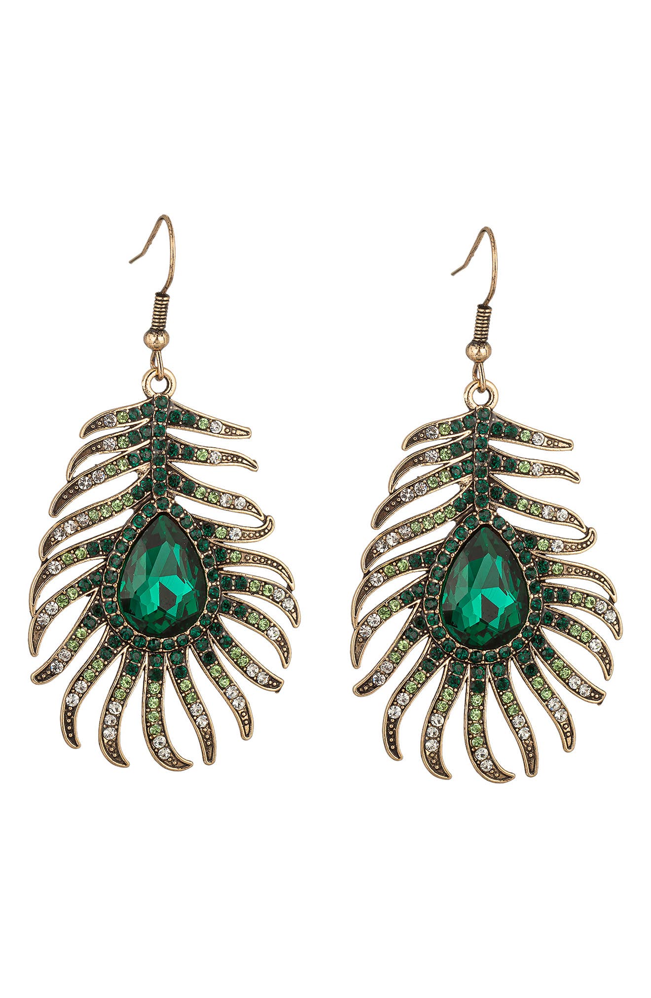 EYE CANDY LOS ANGELES Peacock Feather Drop Earrings