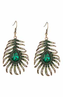 EYE CANDY LOS ANGELES Peacock Feather Drop Earrings