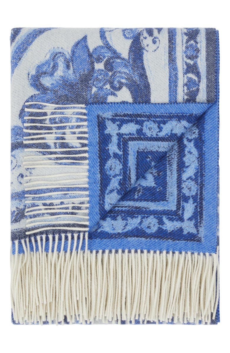 Dolce&Gabbana Blu Meditteraneo Cashmere Throw Blanket, Main, color, Navy
