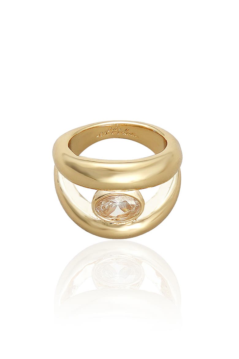 Smooth Dome Crystal Ring, Main, color, GOLD
