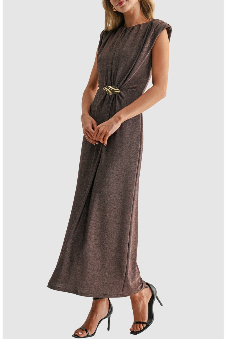 Bit Hardware Metallic Maxi Dress, Alternate, color, CHOCOLATE