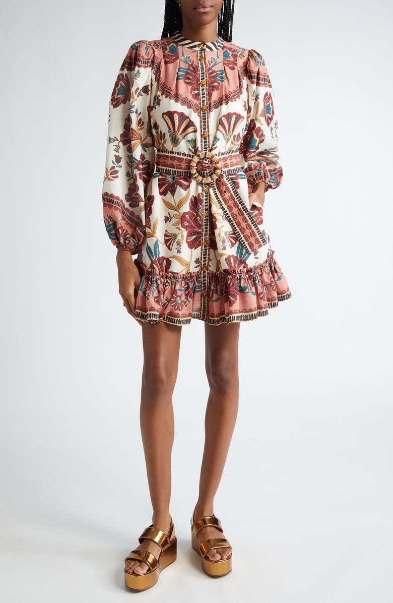 FARM Rio Riad Long Sleeve Shirtdress, Main, color, 