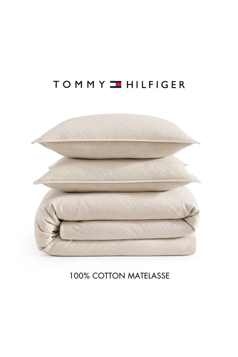 Monogram Matelassé Comforter & Pillow Shams Set, Alternate, color, BEIGE