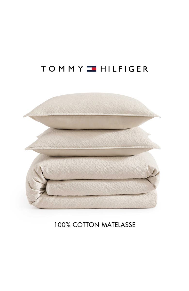 Tommy Hilfiger Monogram Matelassé Comforter & Pillow Shams Set, Alternate, color, Beige