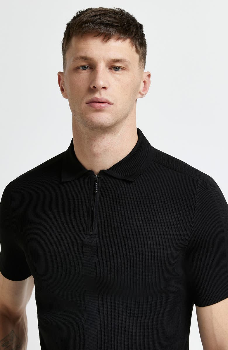 River Island Ribbed Quarter Zip Polo, Alternate, color,