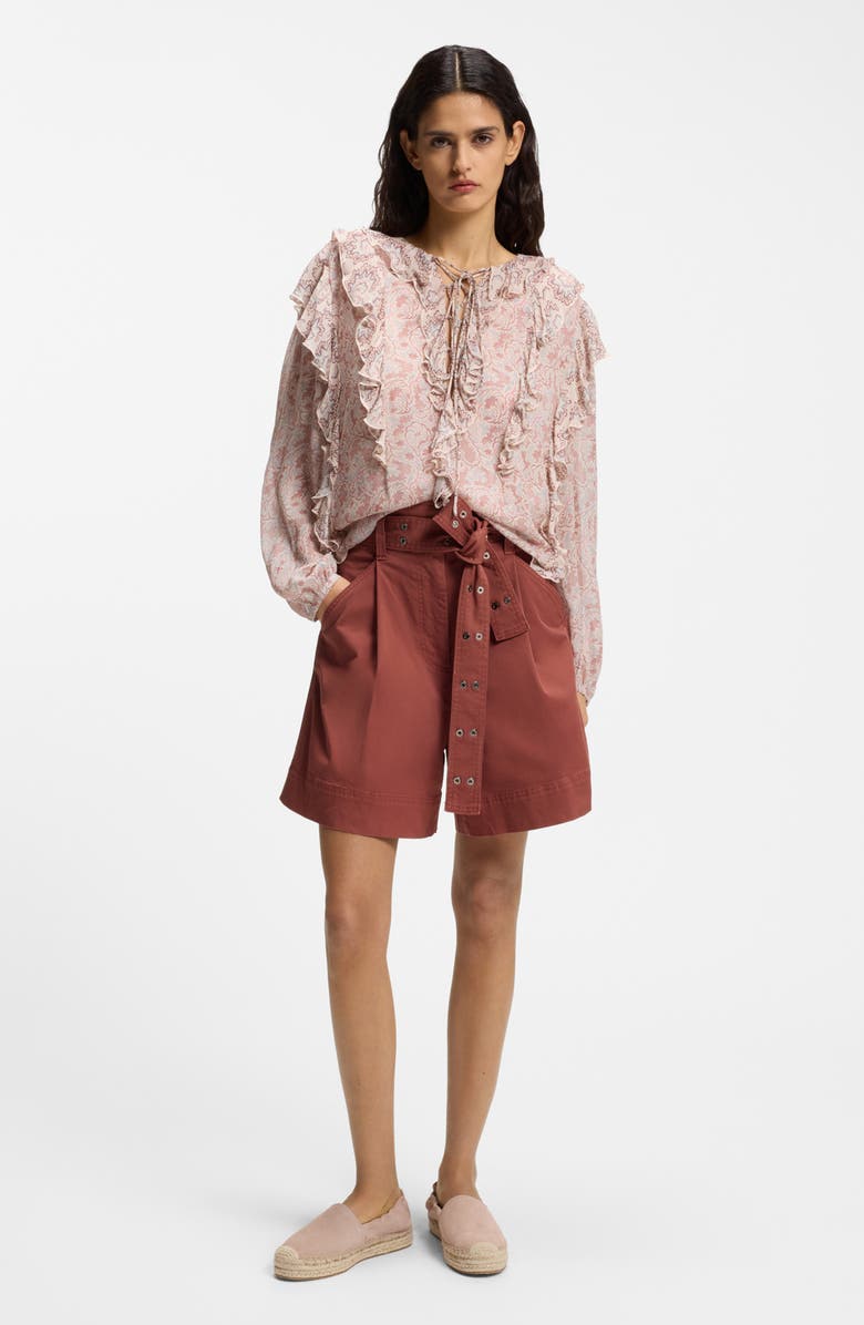 BOSS Orange Tulina Twill Shorts, Alternate, color, Henna