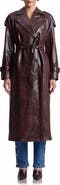 Avec Les Filles Croc Embossed Faux Leather Maxi Trench Coat