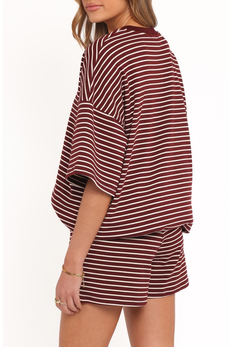Hellen Stripe Knit Cotton Top & Shorts Set, Alternate, color, BROWN CREAM