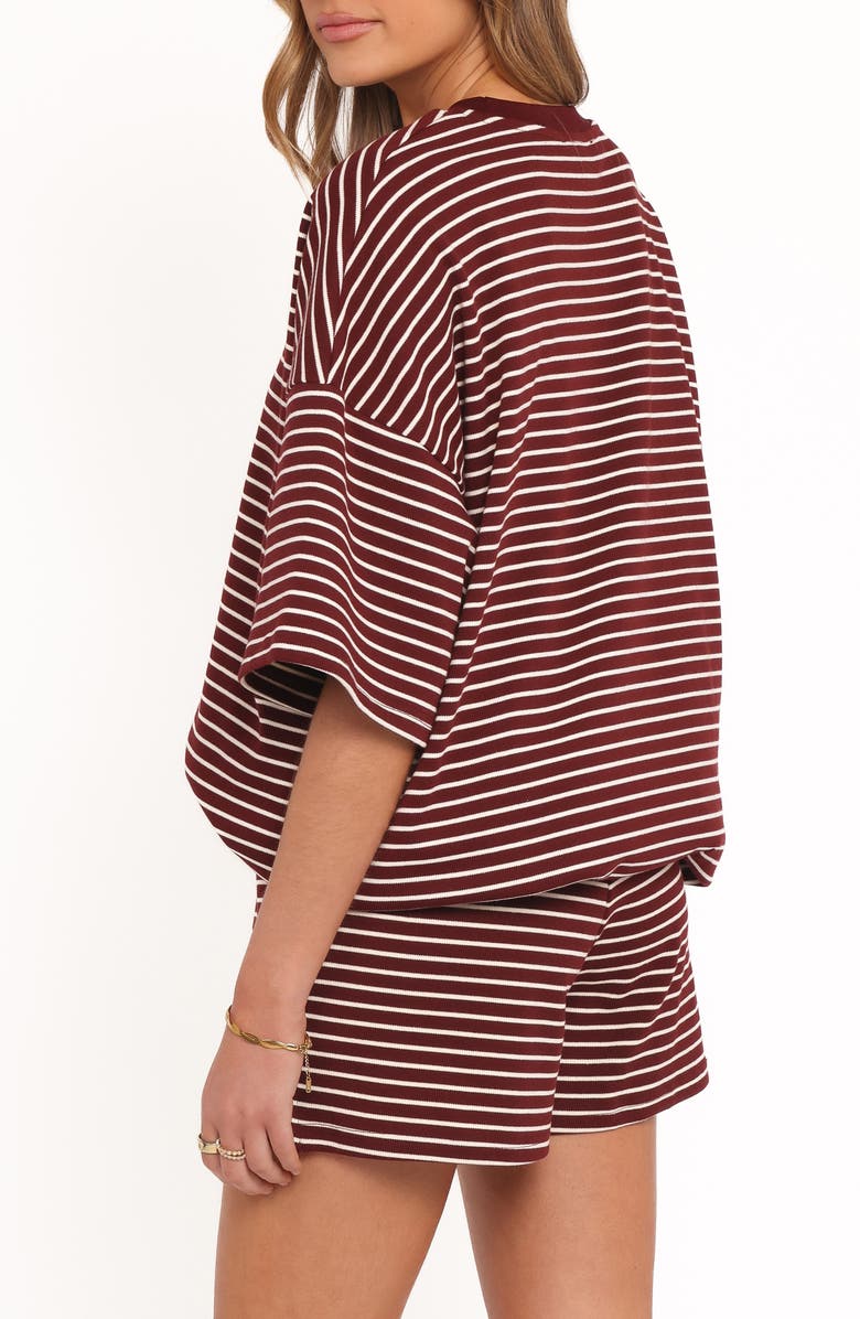 Petal & Pup Hellen Stripe Knit Cotton Top & Shorts Set, Alternate, color, Brown Cream