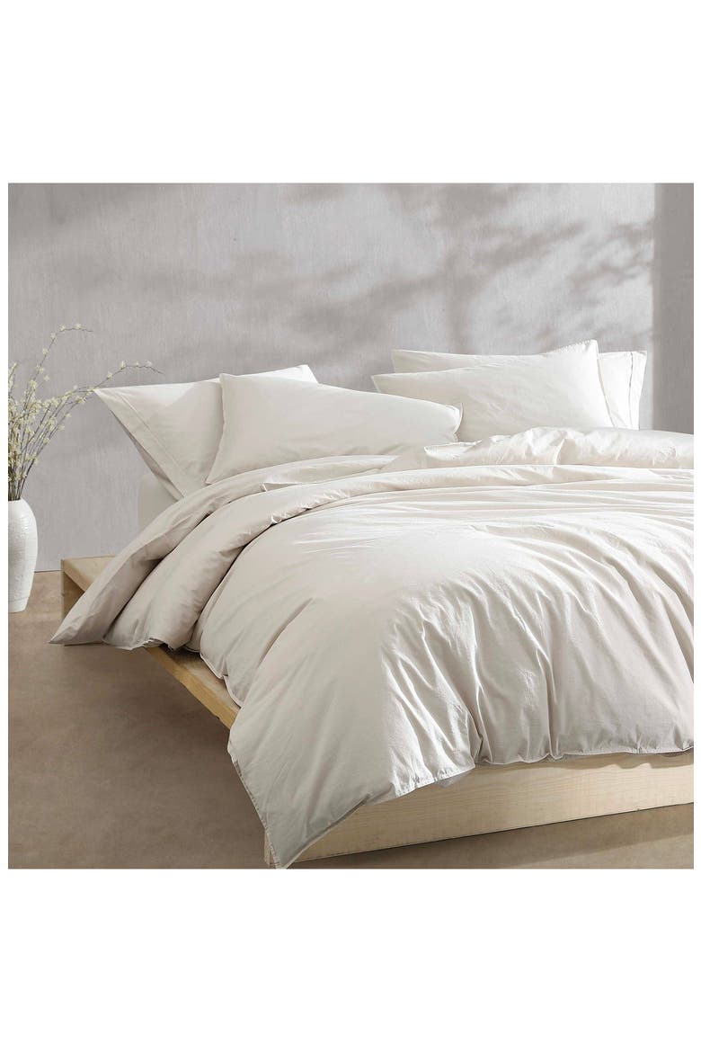 Washed Percale Duvet & Shams Set, Alternate, color, BEIGE/ TAN