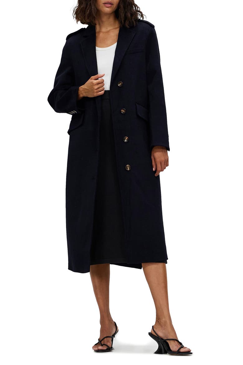 Tainted Love Longline Coat, Alternate, color, NAVY