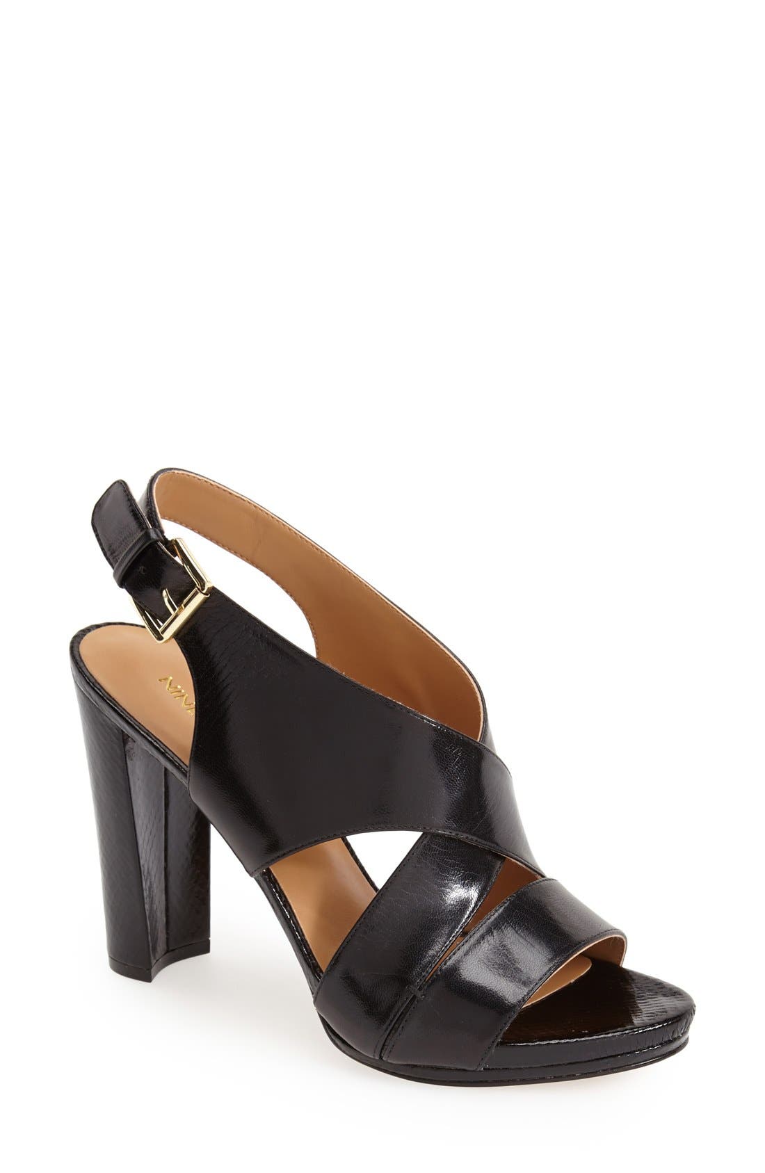 'Wade' Leather Sandal, Main, color, BLACK LEATHER
