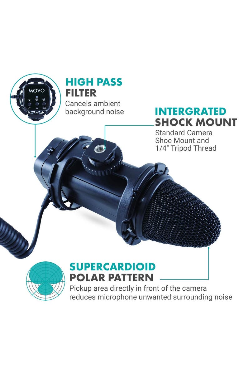 MOVO VXR300 X/Y Stereo Condenser Video Microphone Compatible with DSLR Cameras & Camcorders, Alternate, color, Black