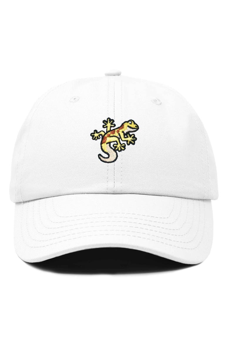 Gecko Embroidered Casual Cap, Main, color, White