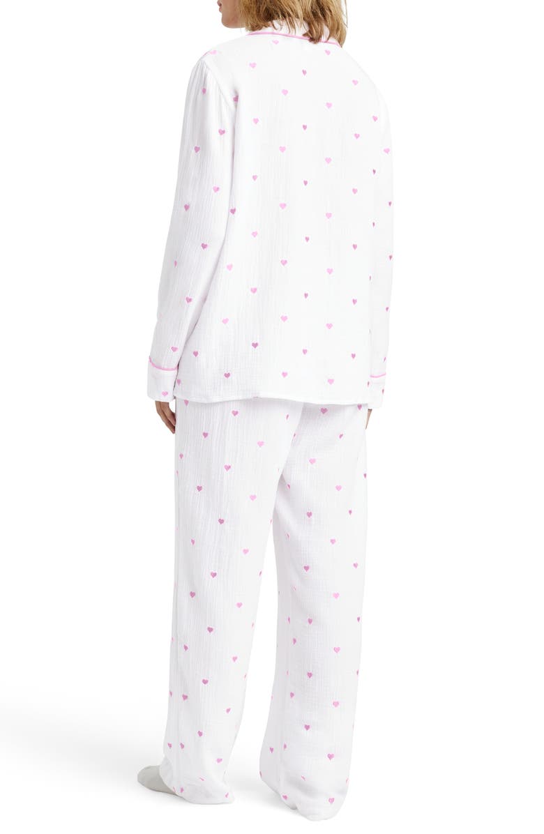 Splendid Lottie Love Cotton Gauze Pajamas, Alternate, color, White/ Raspberry Ice