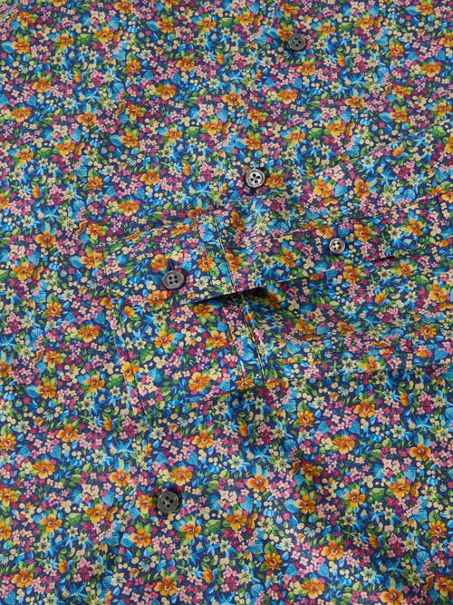 Robert Talbott Reynolds Spring Floral Print Contemportary Fit Shirt In Navy Multi