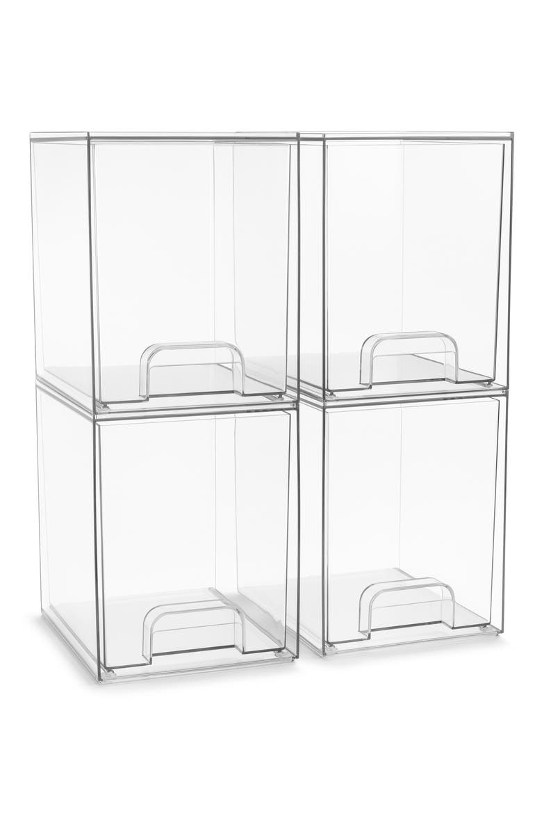 Set of 4 Stackable Organizer Drawers, Main, color, NO COLOR