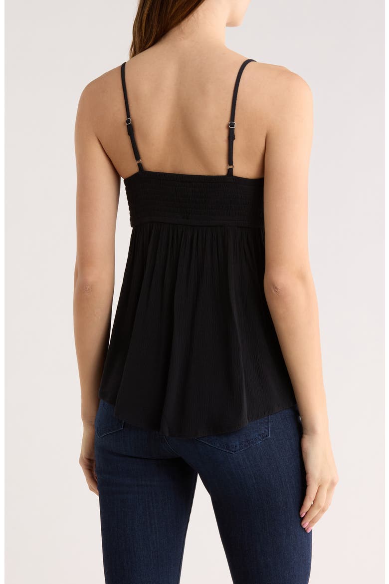 Smocked Boho Cami Top, Alternate, color, BLACK