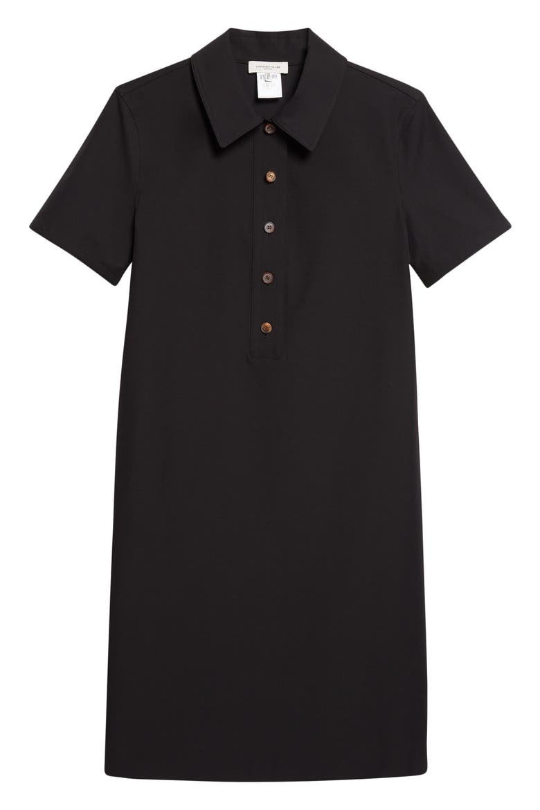 Short Sleeve Twill A-Line Polo Dress, Alternate, color, BLACK