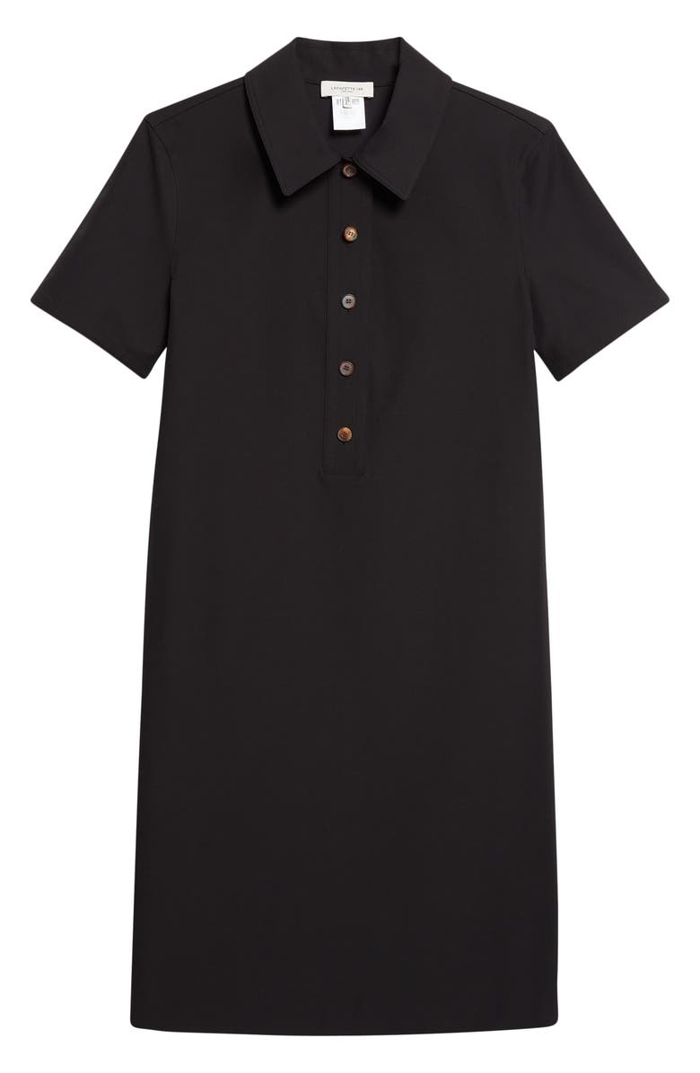 Lafayette 148 New York Short Sleeve Twill A-Line Polo Dress, Alternate, color, Black