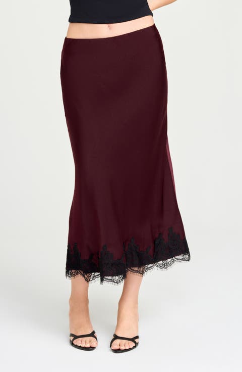 Vienna Lace Trim Satin Skirt