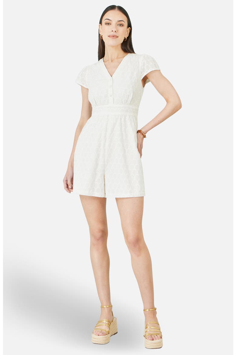 Cotton Broderie Anglaise Playsuit, Alternate, color, White
