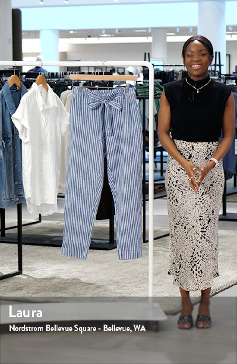 Giavanna Stripe Tapered Linen & Cotton Pants, sales video thumbnail