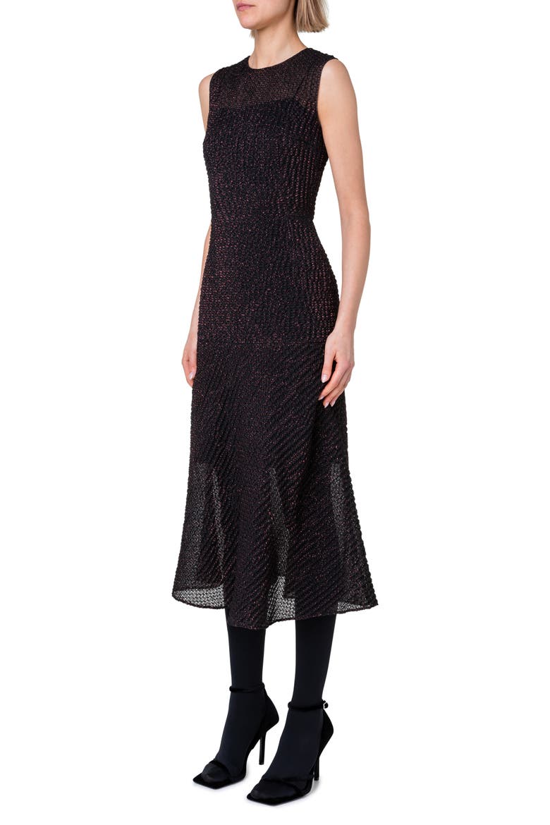 Metallic Knit Midi Dress, Alternate, color, BLACK-CRIMSON