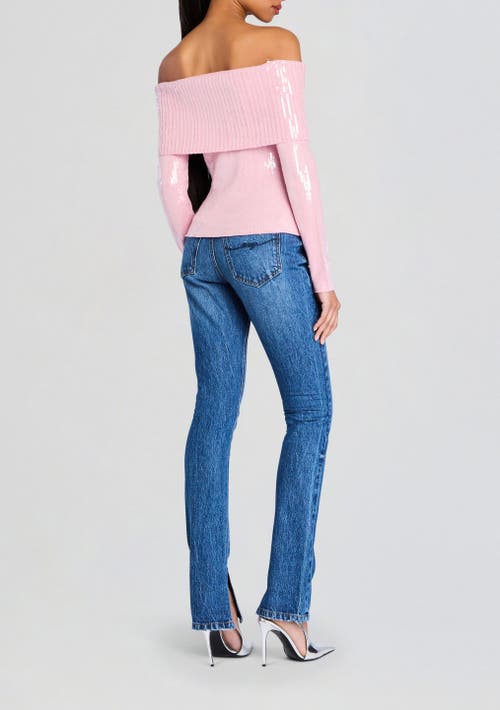 Retroféte Jourdana Sequined Off-the-shoulder Sweater In Earl Rose
