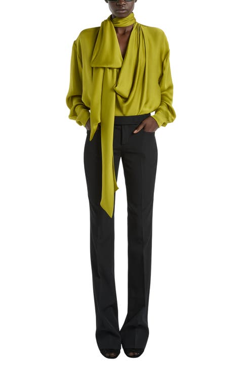 Draped Silk Chiffon Blouse
