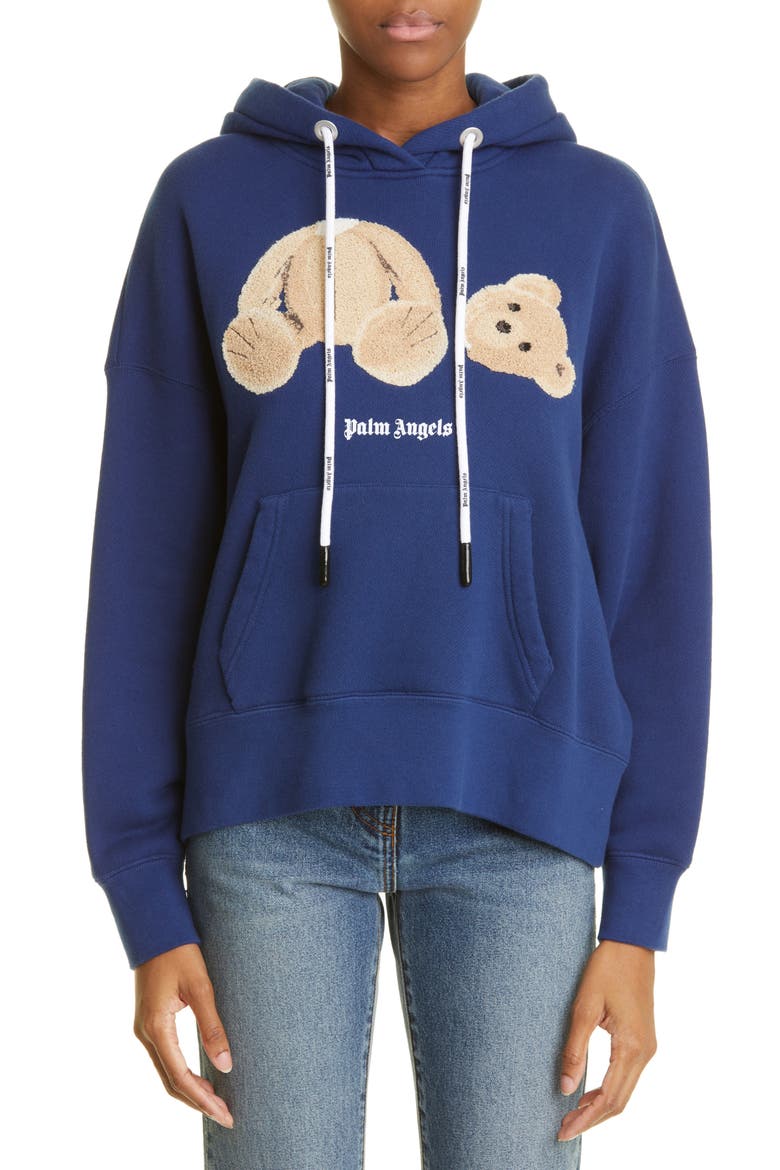 Women's Headless Bear Cotton Hoodie, Main, color, NAVY BLUE BROWN
