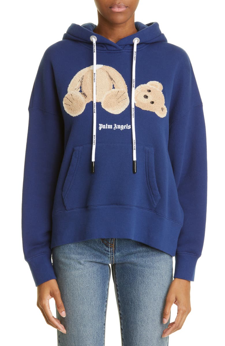 Palm Angels Women's Headless Bear Cotton Hoodie, Main, color, 