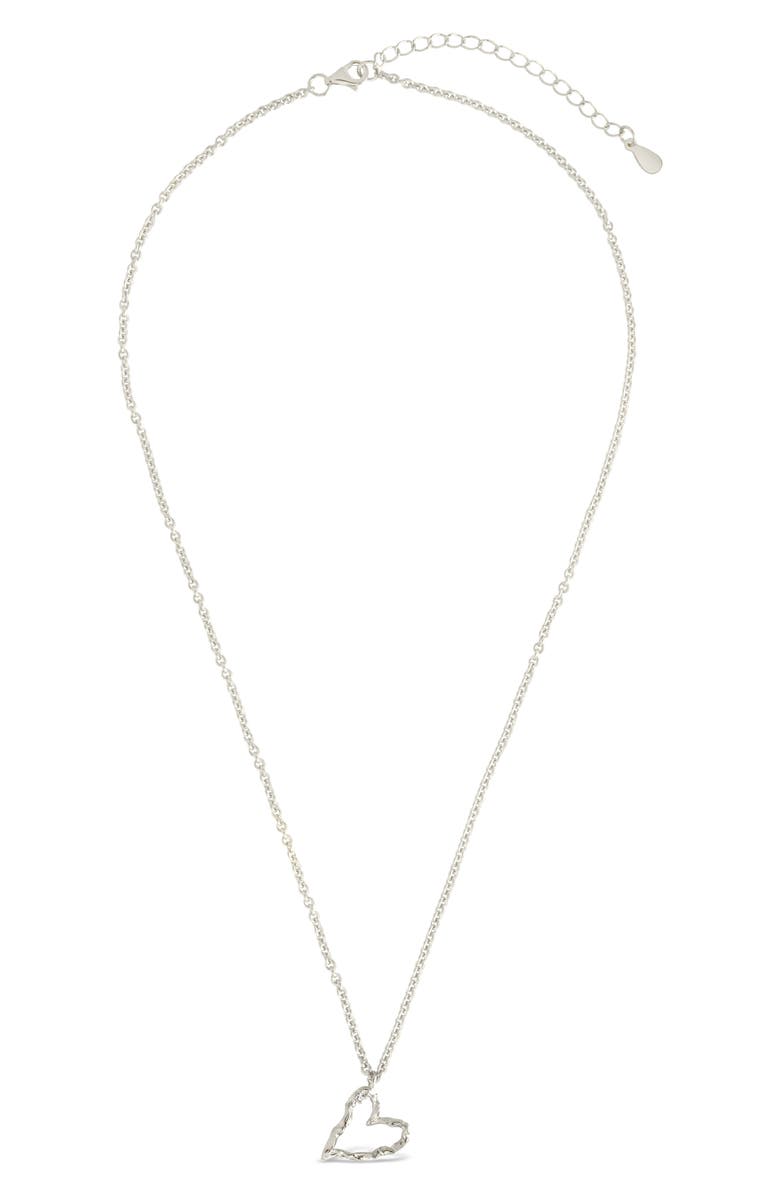 Sterling Forever Amia Cubic Zirconia Heart Pendant Necklace, Alternate, color, Silver