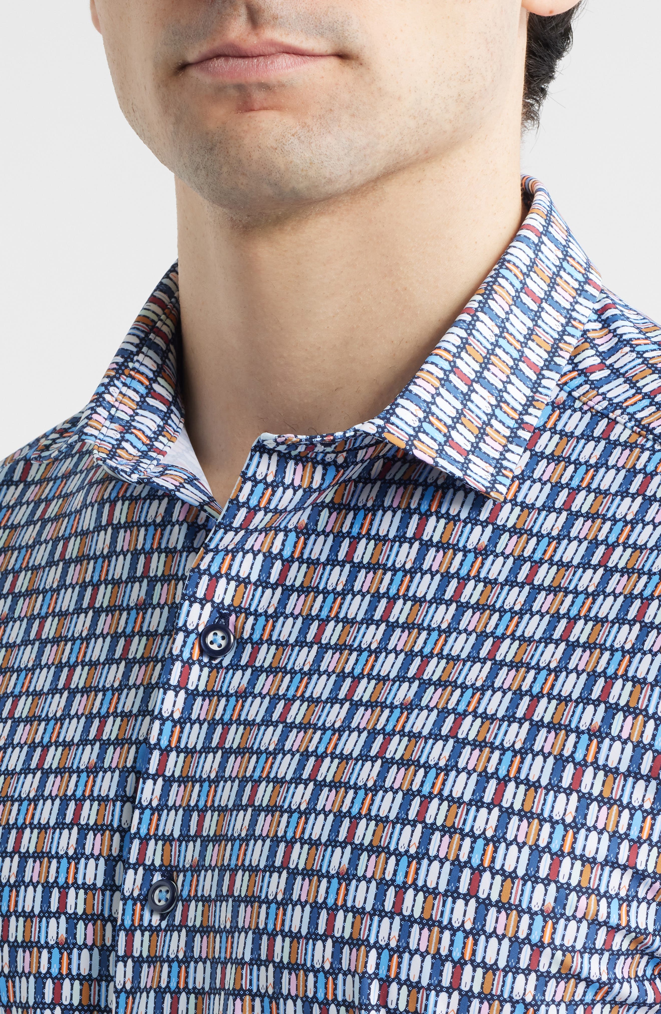 XC+ Motion Geo Print Short-Sleeve Performance Knit Button-Up Shirt - image 2