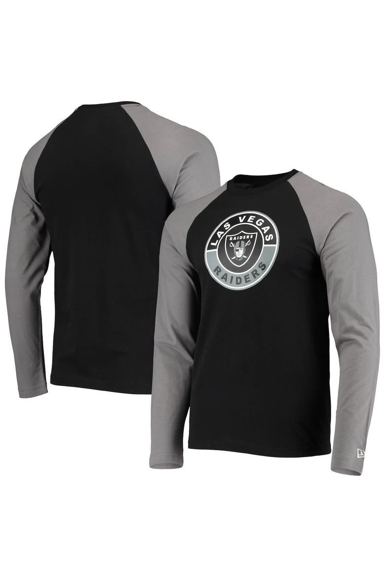 Men's New Era Black/Gray Las Vegas Raiders League Raglan Long Sleeve T-Shirt, Alternate, color, Black