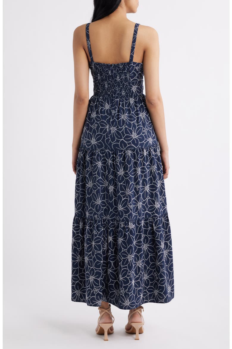 Floral Embroidered Sleeveless Maxi Dress, Alternate, color, NAVY MULTI