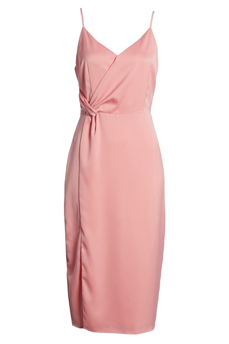 Aquila Faux Wrap Slipdress, Alternate, color, PEONY