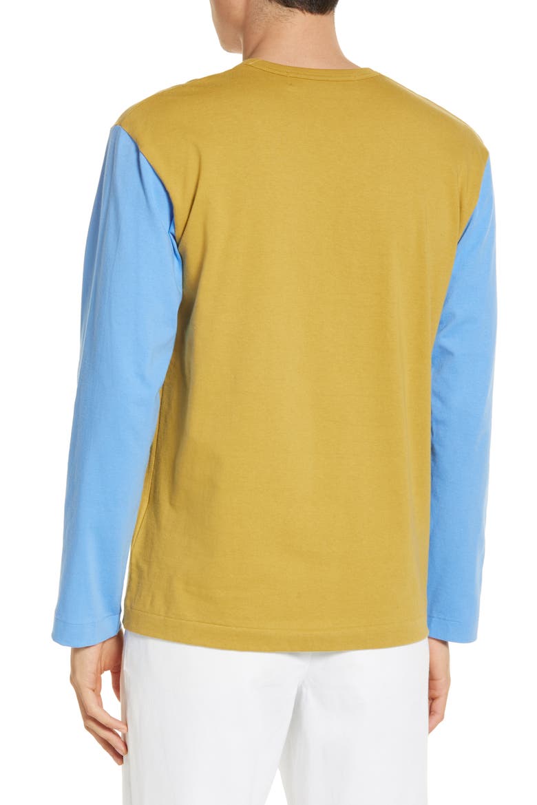 Colorblock Long Sleeve Cotton T-Shirt, Alternate, color, OLIVE/ BLUE