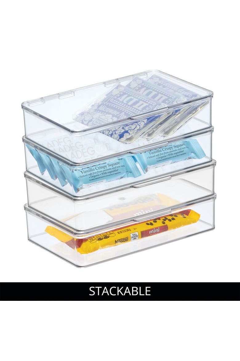 Stackable Hinged-Lid Pantry Storage Box - Set of 4 - Clear, Alternate, color, Clear