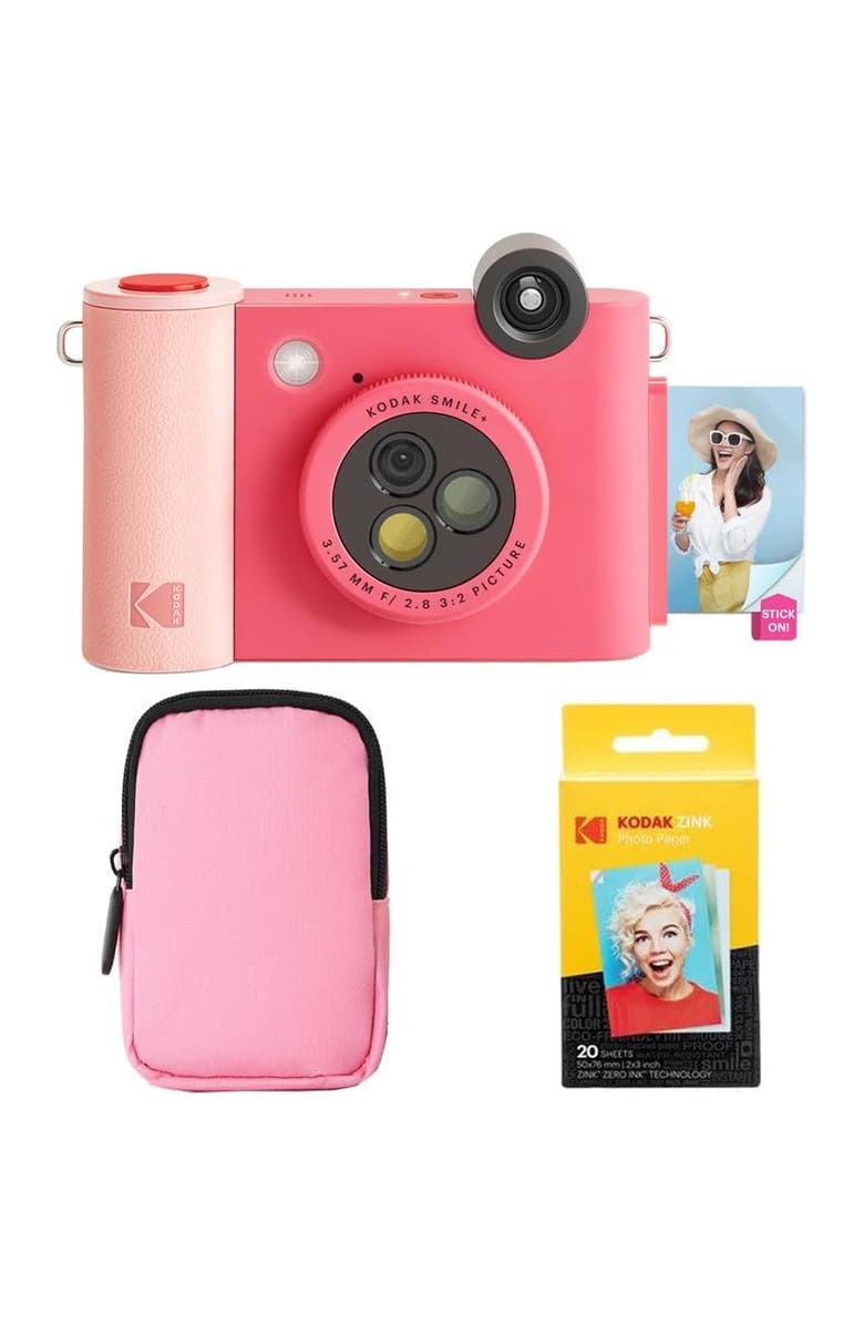 Kodak Smile+ 2-in-1 Instant Camera w/ Pink Case Bundle, Main, color, Fuchsia