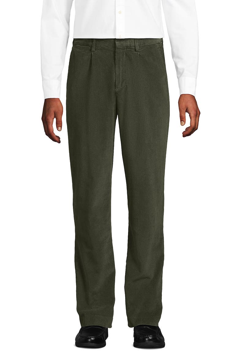 Corduroy Comfort Waist Classic Fit Pleated Front Pant, Alternate, color, Forest Moss