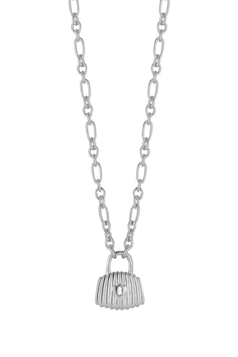 Padlock Pendant Necklace, Main, color, SILVER