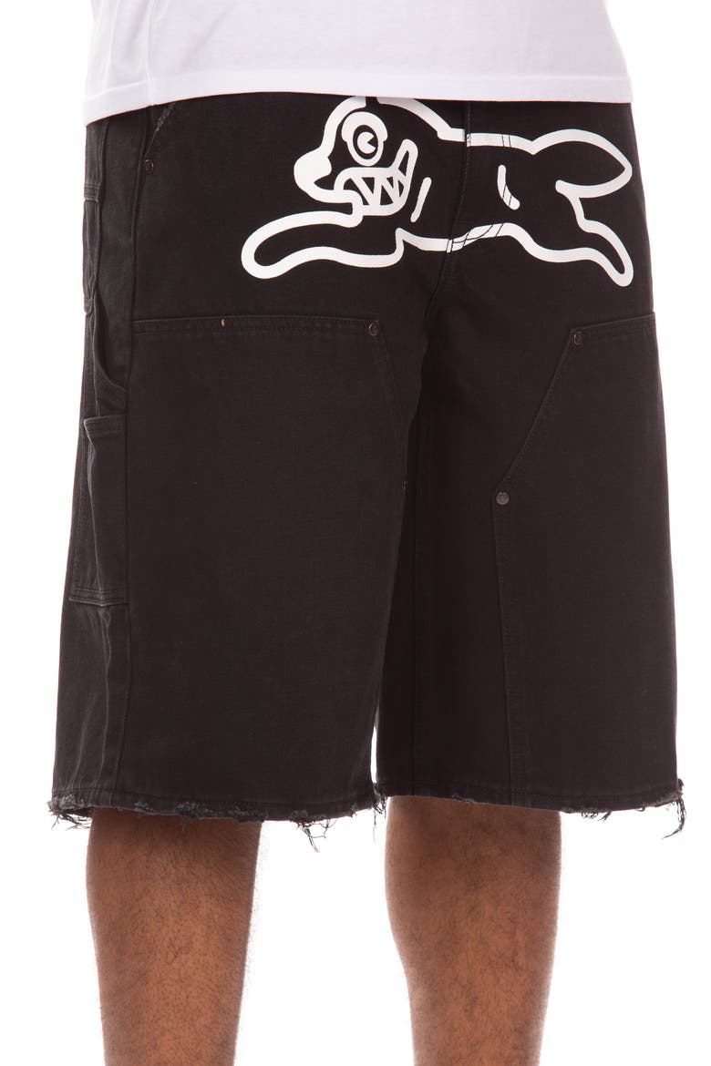 Angelo Logo Detail Denim Utility Shorts, Alternate, color, BLACK CARAMEL