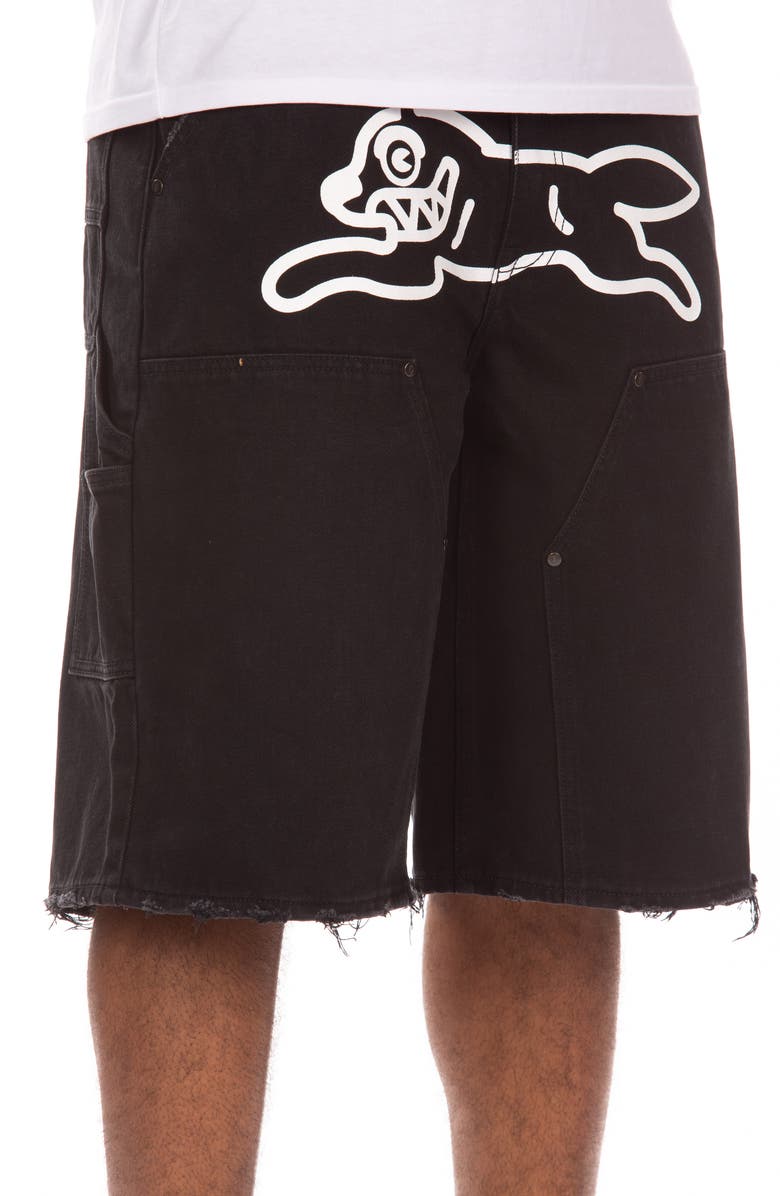 ICECREAM Angelo Logo Detail Denim Utility Shorts, Alternate, color, Black Caramel